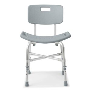 medline shower chair bath bench with back, for safe and comfortable baths and showers, non-slip rubber feet, back for extra support, supports up to 550 lb