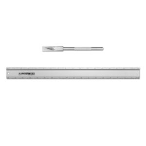 alumicolor alumicutter aluminum straight edge w/blade for office, school, engineering and framing, 18in, silver