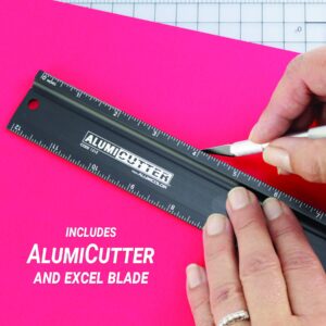 Alumicolor AlumiCutter Aluminum Straight Edge w/Blade for Office, School, Engineering and Framing, 18IN, Silver