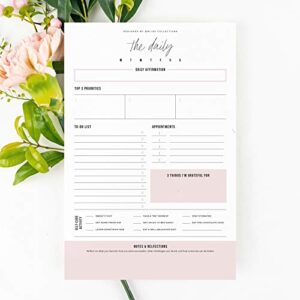 Bliss Collections Daily Planner, Simple Pink Self-Care Calendar, Organizer, Scheduler, Productivity Tracker for Organizing Goals, Tasks, Notes, to-Do Lists, 6"x9" Undated Tear-Off Sheets (50 Sheets)