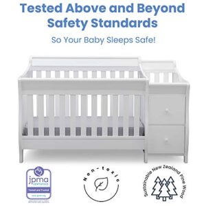 Delta Children Bentley S Convertible Crib N Changer, White + Serta Perfect Slumber Dual Sided Recycled Fiber Core Crib and Toddler Mattress (Bundle)