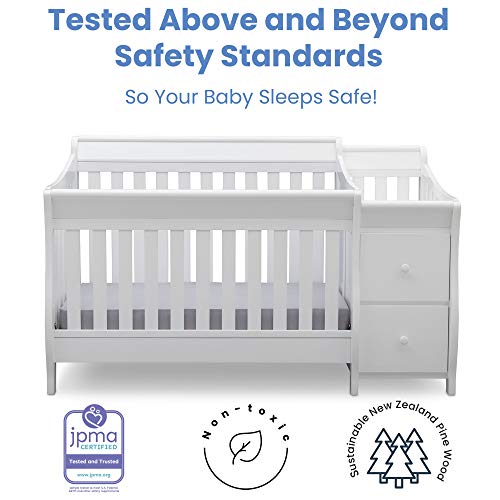 Delta Children Bentley S Convertible Crib N Changer, White + Serta Perfect Slumber Dual Sided Recycled Fiber Core Crib and Toddler Mattress (Bundle)