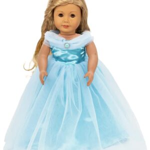 HWD Girls Doll Clothes and Accessories, Princess Costume, Wedding Dress, Party Gown Dress Fit 18 inch American Girl Dolls (Blue2)