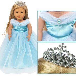 HWD Girls Doll Clothes and Accessories, Princess Costume, Wedding Dress, Party Gown Dress Fit 18 inch American Girl Dolls (Blue2)