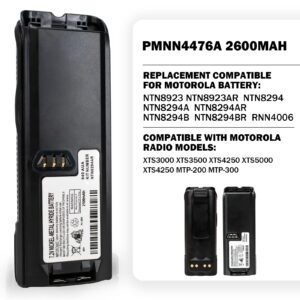 Teseko NTN8923/AR NTN8294/A/AR/B/BR Two-Way Radio Battery 2100mAh Ni-MH 7.2V Battery Compatible for Motorola XTS3000 XTS3500 XTS4250 XTS5000 XTS4250 MTP-200 MTP-300 with Belt Clip