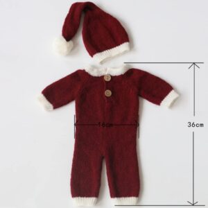 Christmas Newborn Baby Photo Shoot Props Outfits Crochet Clothes Santa Claus Red Hat Pants Photography Props