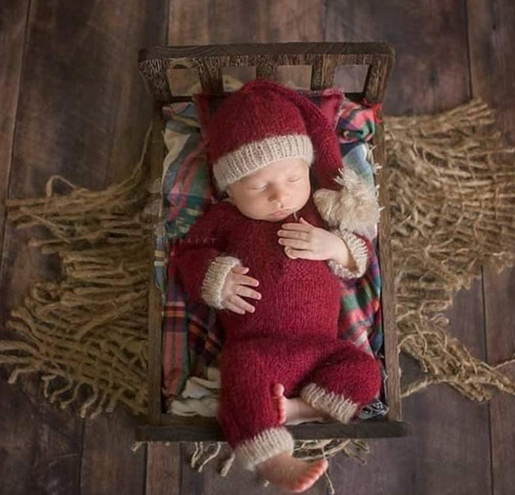 Christmas Newborn Baby Photo Shoot Props Outfits Crochet Clothes Santa Claus Red Hat Pants Photography Props