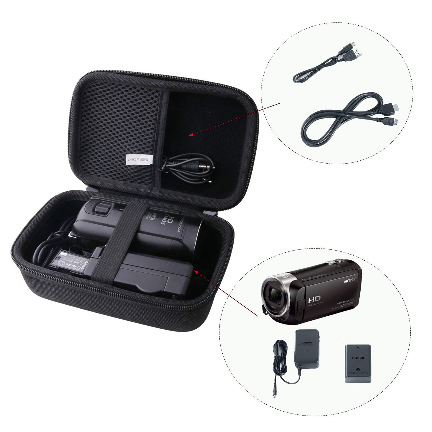 waiyu Hard Carrying Case for Sony HDRCX405/HDRCX455 Handycam Camcorder