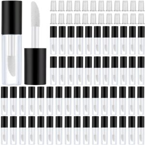 100 pieces 1.2 ml clear mini lip gloss tube refillable empty lip balm bottles transparent lipstick containers for women girls diy makeup (black)