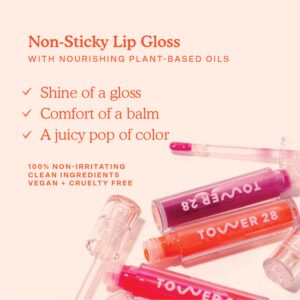 Tower 28 ShineOn Lip Jelly, CHILL, Non-Sticky Lip Gloss, Clear Vegan Lip Gloss, Moisturizing Apricot and Raspberry Seed Oil, Clean, Cruelty Free