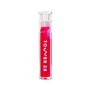 tower 28 shineon lip jelly, xoxo, non-sticky lip gloss, sheer pink vegan lip gloss, moisturizing apricot and raspberry seed oil, cruelty free