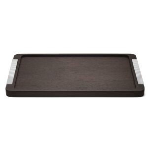 georg jensen bernadotte oak tray with stainless steel, smoked oak wood/stainless, brown, one size