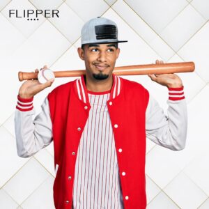 Flipper USA American Flag Flat Brim Bill Baseball Cap Classic Snapback Hat for Men Women Version.2 with 3 Sizes (Gray/Black, Large (22 3/8" ~ 23 1/8"))