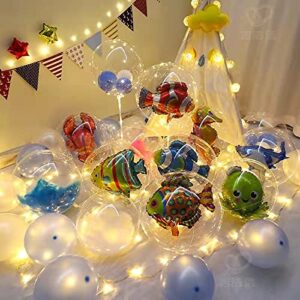 Clear Balloons, 18" Pre Stretched 15 Packs Big Stuffing Crystal Clear Bubble Bobo Balloons for Air or Helium Use