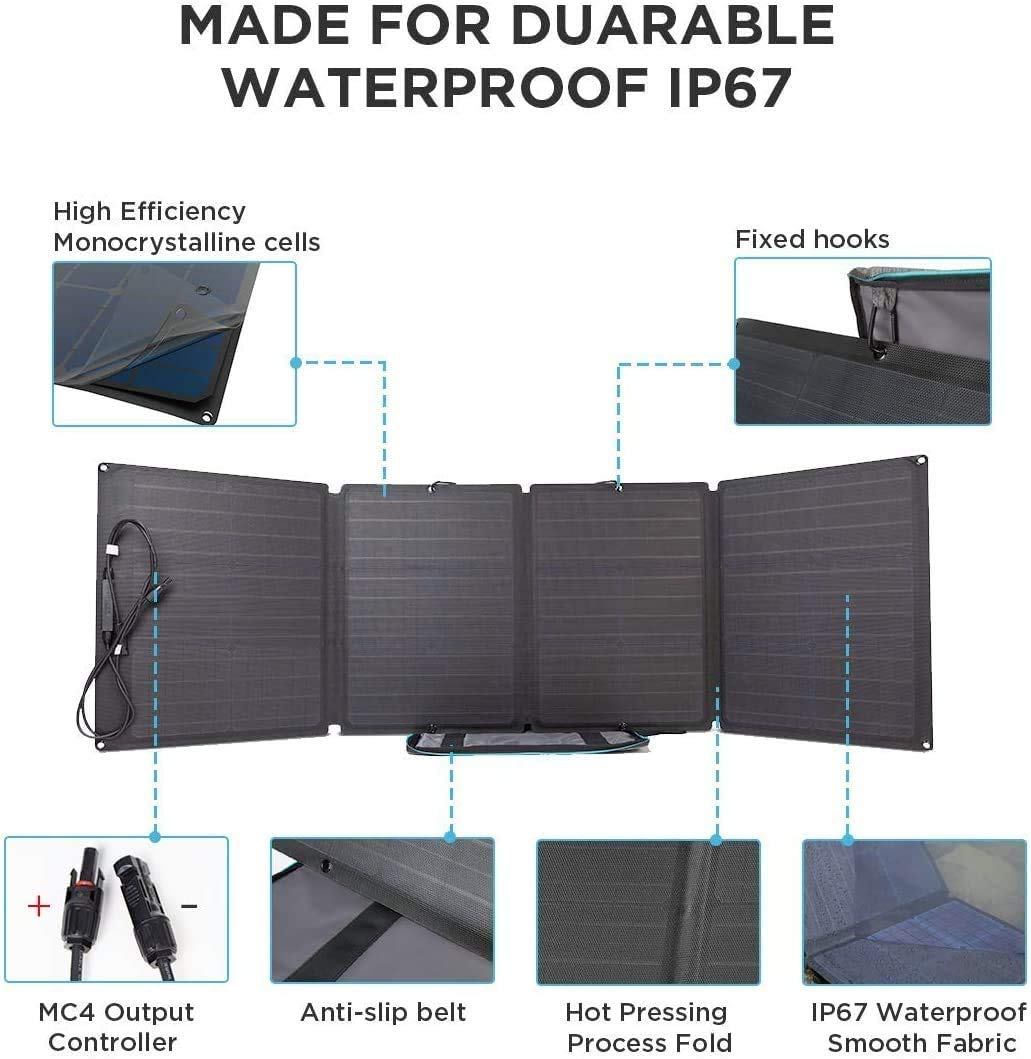 EF ECOFLOW Portable Power Station RIVER 288Wh with 110W Solar Panel, 3 x 600W(X-Boost 1800W) AC Outlets, Solar Generator for Outdoors Camping RV Hunting Emergency