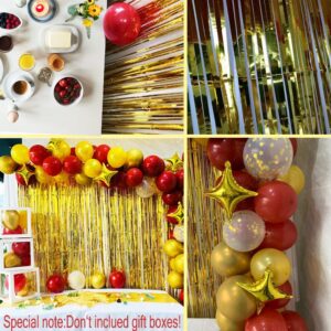 WECEPAR Balloon Garland Arch kit 84 pcs with Ruby Red and Gold Balloon, Star Balloon Confetti Balloons Gold Sequin Table Runner and Background Curtain for Birthday Party, Wedding, Christmas, New Year