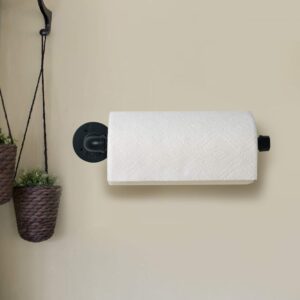 HouseAid Industrial Pipe Paper Towel Holder for Kitchen, Vintage Style Heavy Duty DIY Rustic Paper Towel Rack, Wall Mount, Matte Black