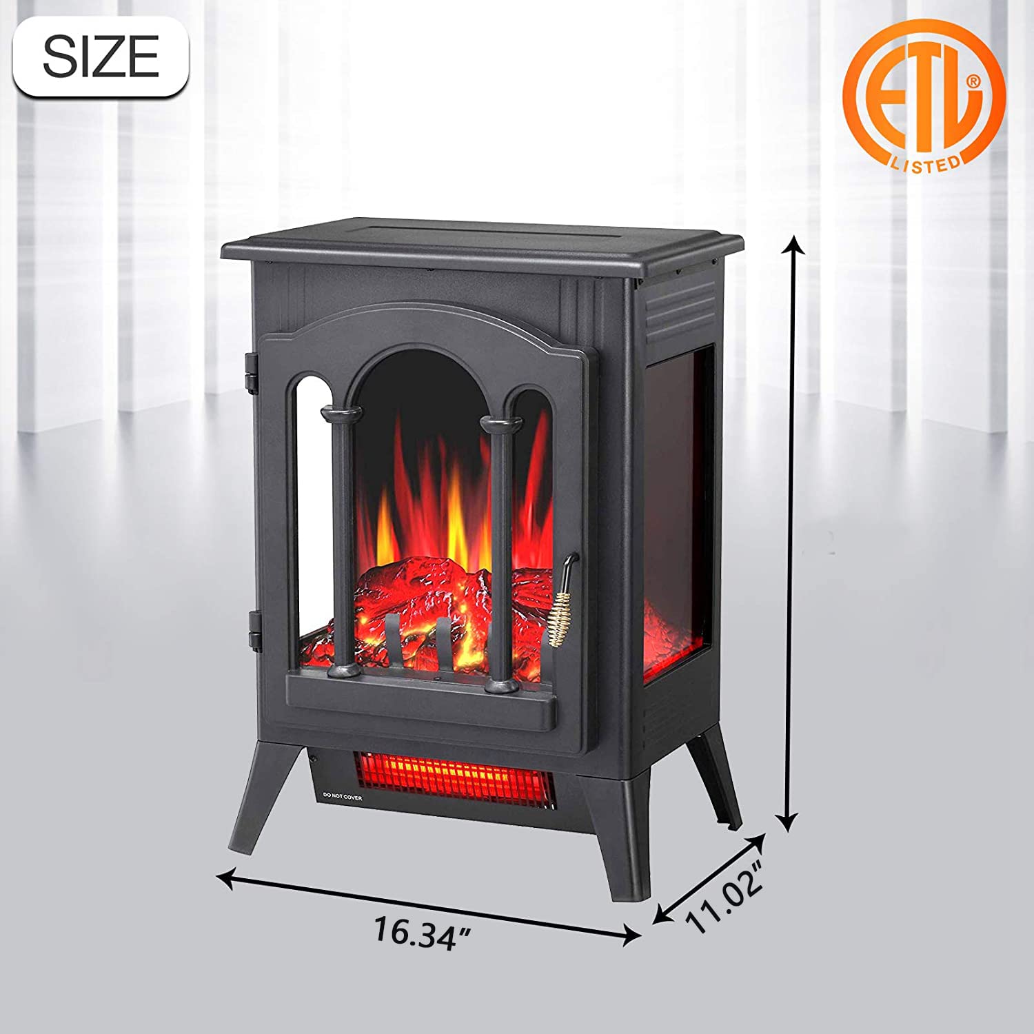 Antarctic Star 3D Infrared Electric Fireplace Stove, Freestanding Fireplace Heater Adjustable Brightness,Portable,Thermostat,Overheating Protection,ETL Certified,1000W/1500W(16 Inch)…