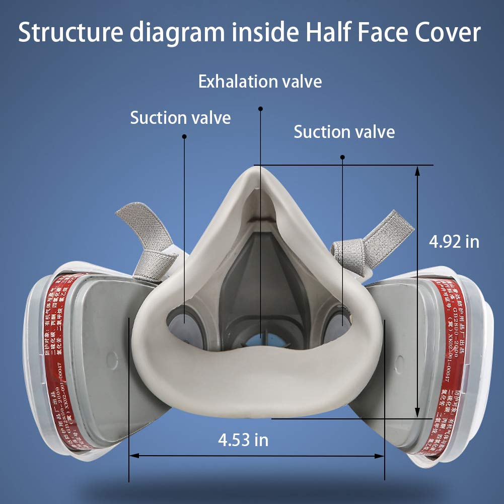 Reusable Half Face Gas Mask with Safety Glasses, Filters - For Painting, Welding, Woodworking