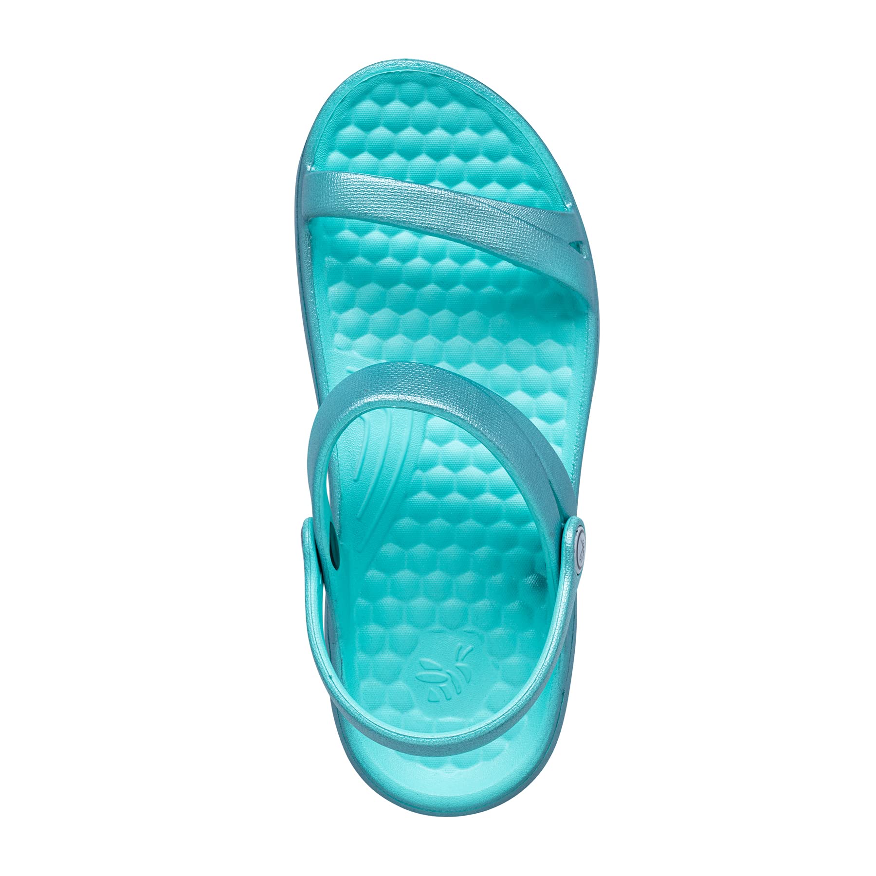 Joybees Dance Sandal - Women's Sporty Arch Support Slip-On with Pivot Backstrap - Metallic Teal - Women's Size 10