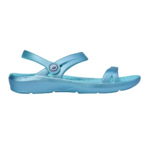 Joybees Dance Sandal - Women's Sporty Arch Support Slip-On with Pivot Backstrap - Metallic Teal - Women's Size 10