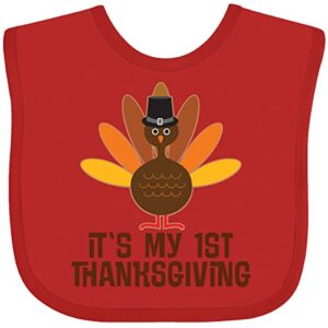 inktastic my 1st thanksgiving turkey baby bib red 247e0
