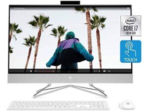 hp pavilion 27 touch desktop 2tb ssd 32gb ram win 10 pro (intel 10th gen quad core cpu and turbo boost to 4.90ghz, 32 gb ram, 2 tb ssd, 27-inch fullhd touchscreen, win 10 pro) pc computer all-in-one