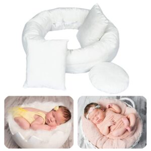 4pc newborn photography props baby posing aid pillow beans bag 1pc donut +3 pcs posing pillow photograph shoot set for 0-4 months baby white