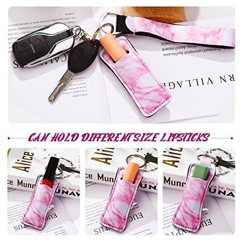 30 Pieces Halloween Lipstick Keychain Holders Lipstick Holder Keychain with Wristlet Keychain Lipstick Sleeve Pouch Lip Balm Portable Pocket Lip