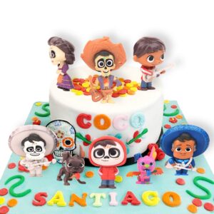 8 pcs COCO Cake topper, coco theme party supplies, kids birthday cake decoration.