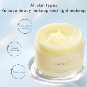 Kimtrue Meltaway Cleansing Balm: 2-in-1 Instant Makeup Remover & Skin Enhancer | Rich in Bilberry & Moringa | Eco-Friendly, for All Skin Types | 100g/3.53 Oz