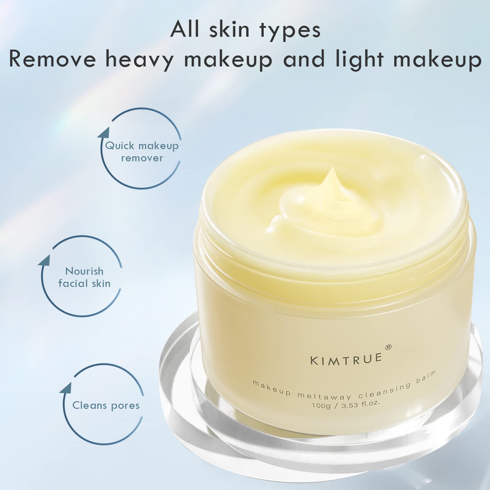 Kimtrue Meltaway Cleansing Balm: 2-in-1 Instant Makeup Remover & Skin Enhancer | Rich in Bilberry & Moringa | Eco-Friendly, for All Skin Types | 100g/3.53 Oz