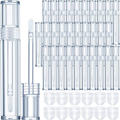 30 Pieces Empty Lip Gloss Tubes 5 ml Transparent Containers Clear Refillable Lipstick/Lip Balm/Eyelash Growth Liquid Tube Cosmetic Container with Rubber Stoppers for Girls