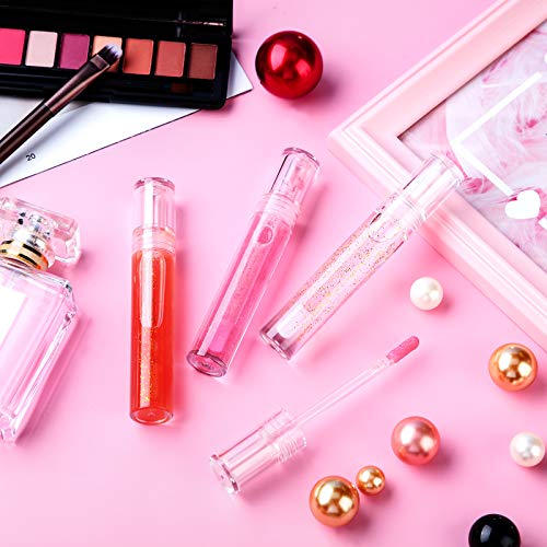 30 Pieces Empty Lip Gloss Tubes 5 ml Transparent Containers Clear Refillable Lipstick/Lip Balm/Eyelash Growth Liquid Tube Cosmetic Container with Rubber Stoppers for Girls