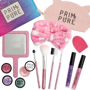 prim and pure ultimate mineral kids makeup gift set | perfect for play dates & birthday parties | kids safe eyeshadow makeup – mineral blush | organic & natural makeup kit for kids| made in usa
