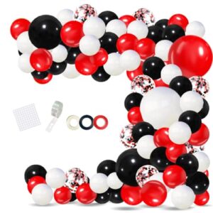 red white balloon garland arch, 12inch 10inch red and white balloons red black balloons confetti balloons for birthday wedding graduation bridal shower retirement party decorations
