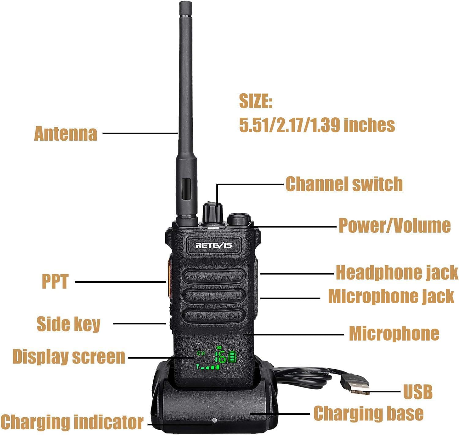 Retevis RT86 Two Way Radios Long Range,High Power Walkie Talkies with 2600mAh Rechargeable,Remote Alarm,Flashlight, Handheld 2 Way Radio for Off-Roading Overland Farm Hunting(2 Pack)