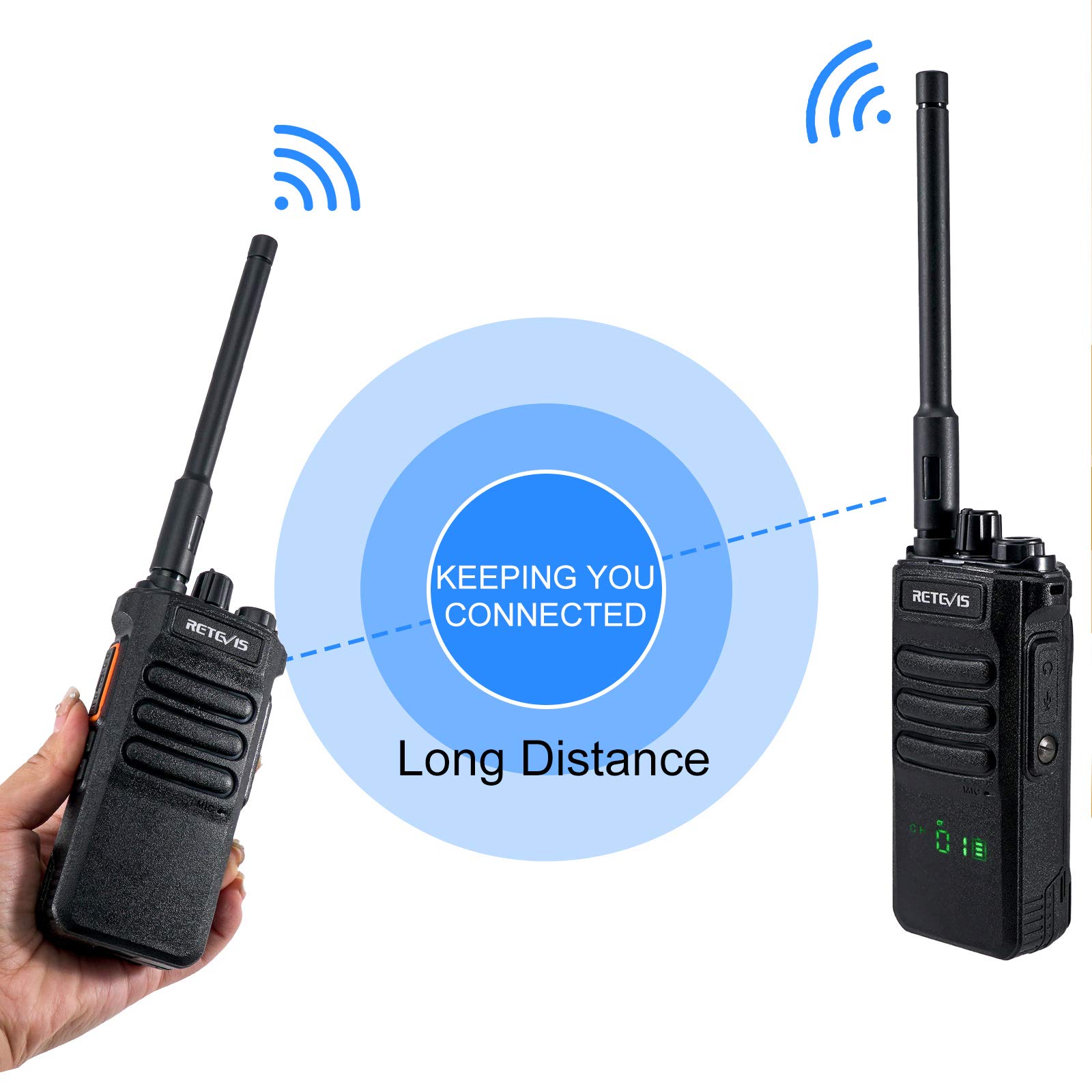 Retevis RT86 Two Way Radios Long Range,High Power Walkie Talkies with 2600mAh Rechargeable,Remote Alarm,Flashlight, Handheld 2 Way Radio for Off-Roading Overland Farm Hunting(2 Pack)