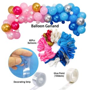 Boy Or Girl Gender Reveal Party Decoration Set,&Balloons Arch Garland Kit,Foil Balloons,Curtains,Paper tassel Garland,Balloon decoration tools,For Party Photo Backdrop (Pink/Blue) Shower Birthday