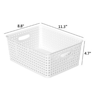 Ponpong Plastic Storage Baskets, plastic weave basket, 4 Packs