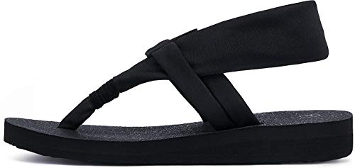 atika CLSL Women's Outdoor Walking Sandals, Open Toe Arch Support Trail Hiking Sandals, Strap Sport Sandals Water Shoes, Yoga Sandal Zen Black, 7