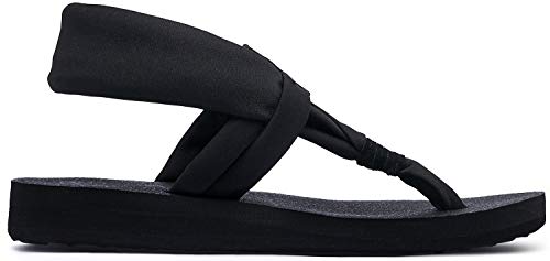 atika CLSL Women's Outdoor Walking Sandals, Open Toe Arch Support Trail Hiking Sandals, Strap Sport Sandals Water Shoes, Yoga Sandal Zen Black, 7