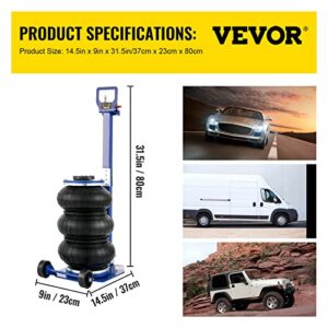 VEVOR Air Jack, 3 Ton/6600 lbs Triple Bag Air Jack, Air Bag Jack Lift Up to 15.75 Inch, 3-5S Fast Lifting Air Bag Jack for Cars with Adjustable Long Handle (Blue)