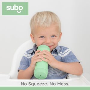 Subo Baby Food Bottle Starter Set | No Mess Baby Toddler Self Feeder | Squeeze Free Design for Purees, Smoothies, Yogurt, Oatmeal, or Thickened Liquids | Reusable Silicone Washable Cup (Mint)