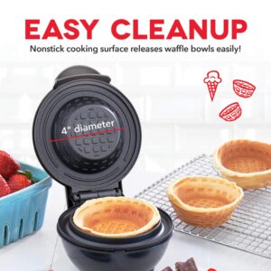 DASH Mini Waffle Bowl Maker for Breakfast Burrito Bowls, Ice Cream and Other Sweet Desserts, Recipe Guide Included - Black