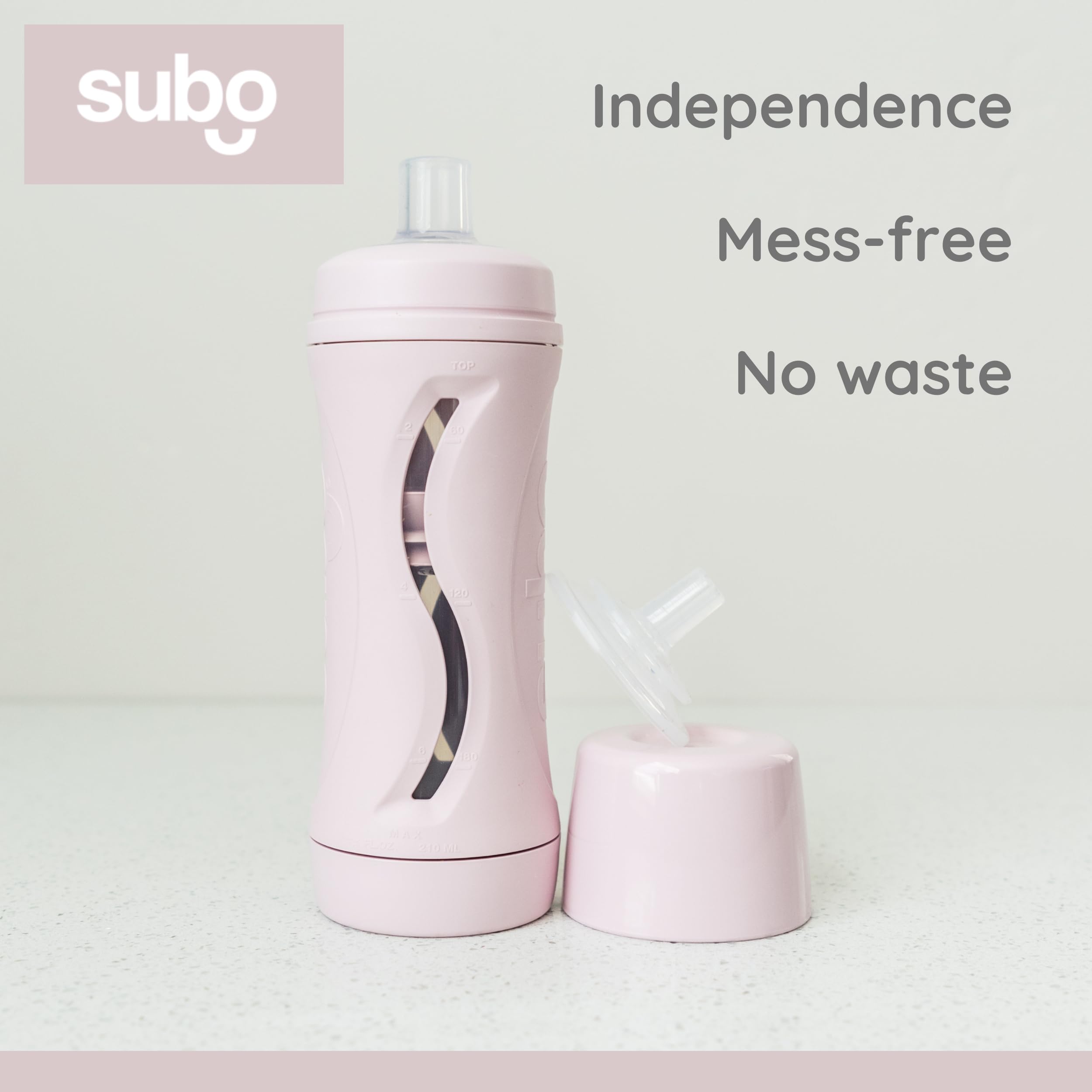 Subo Baby Food Bottle Starter Set | No Mess Baby Toddler Self Feeder | Squeeze Free Design for Purees, Smoothies, Yogurt, Oatmeal, or Thickened Liquids | Reusable Silicone Washable Cup (Musk)