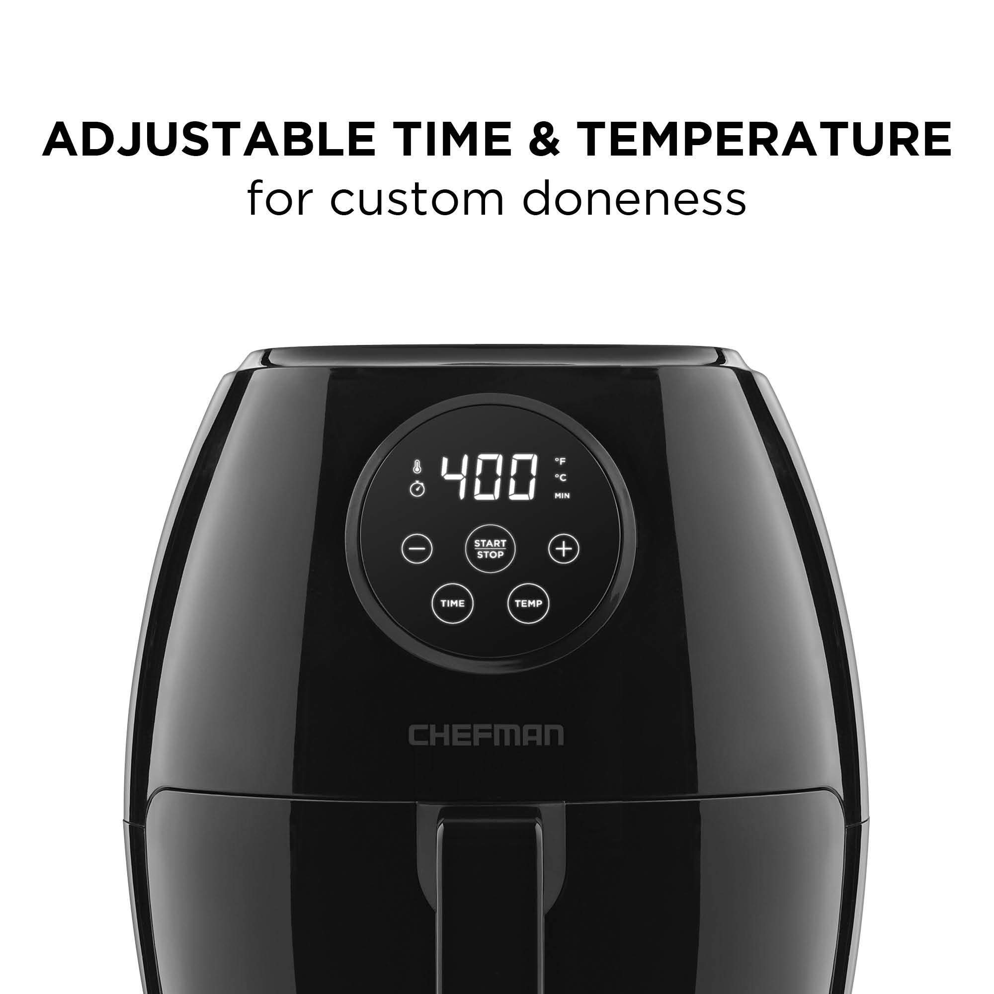 CHEFMAN Small Air Fryer Healthy Cooking, Nonstick, User Friendly and Digital Touch Screen, w/ 60 Minute Timer & Auto Shutoff, Dishwasher Safe Basket, BPA-Free, Glossy Black, 3.5 Qt.