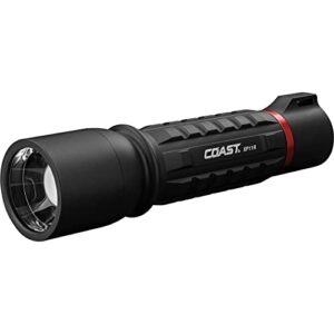 coast xp11r 2100 lumen usb-c rechargeable led flashlight with slide focus and pure beam focusing optic, 4 light modes