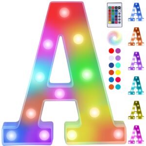 foaky upgraded light up letters,colorful marquee light up letters with remote,marquee letters for girl gifts teen girl gifts trendy stuff,birthday party decoration (a)
