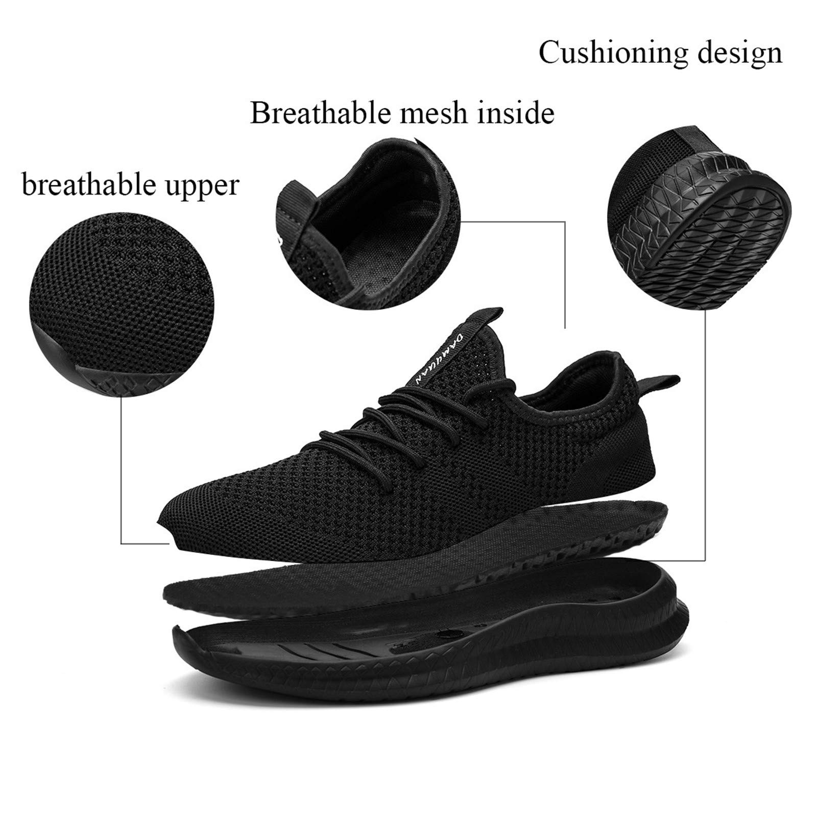 FUJEAK Women Walking Shoes Athletic Casual Road Running Breathable Fashion Sneakers Gym Tennis Lace Up Comfortable Lightweight Shoes A Black